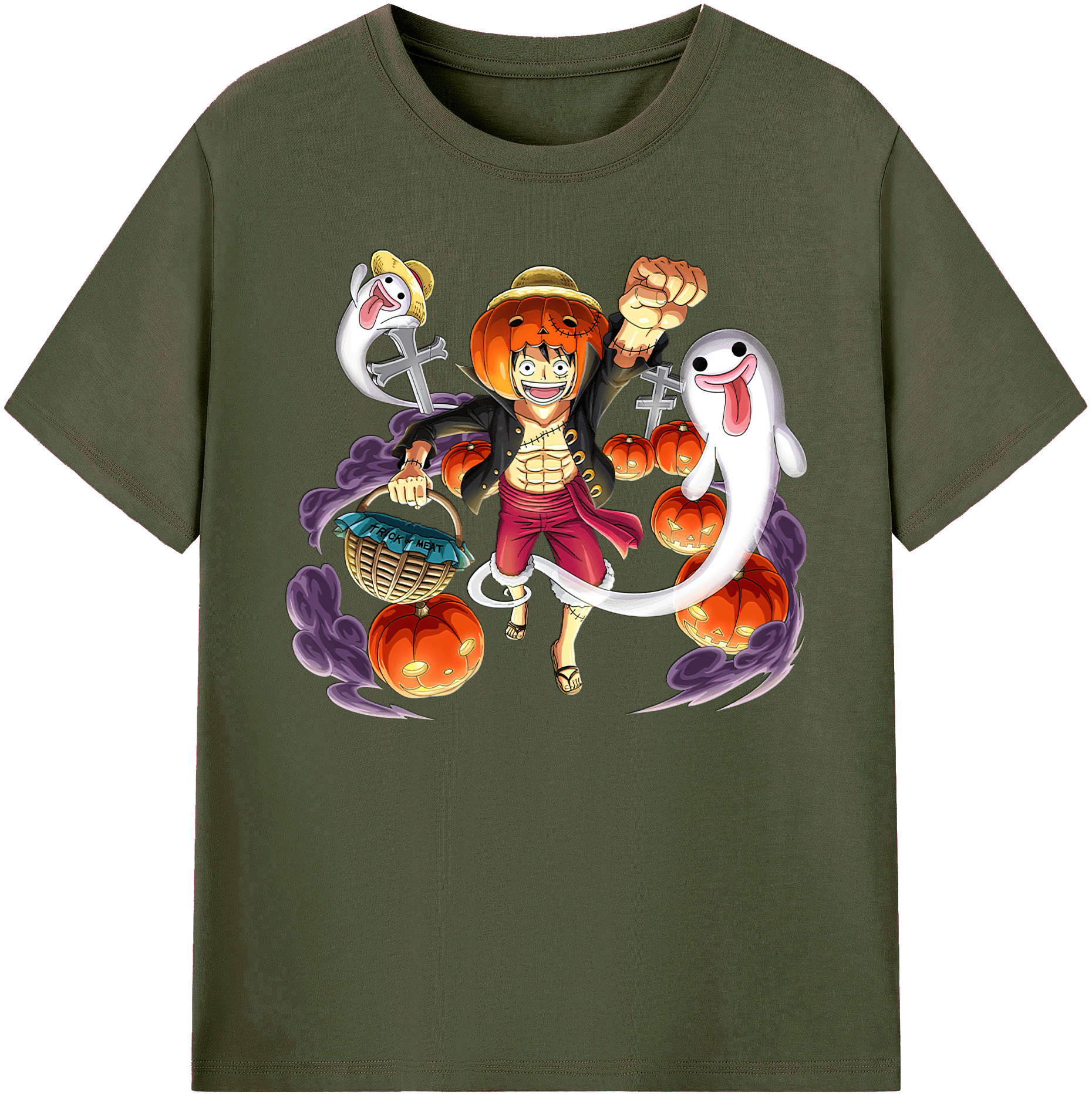 ワンピース モンキー・D・ルフィ ONE PIECE Monkey D. Luffy 綿100％ メンズ半袖Tシャツ｜肌触りやわらか＆通気性